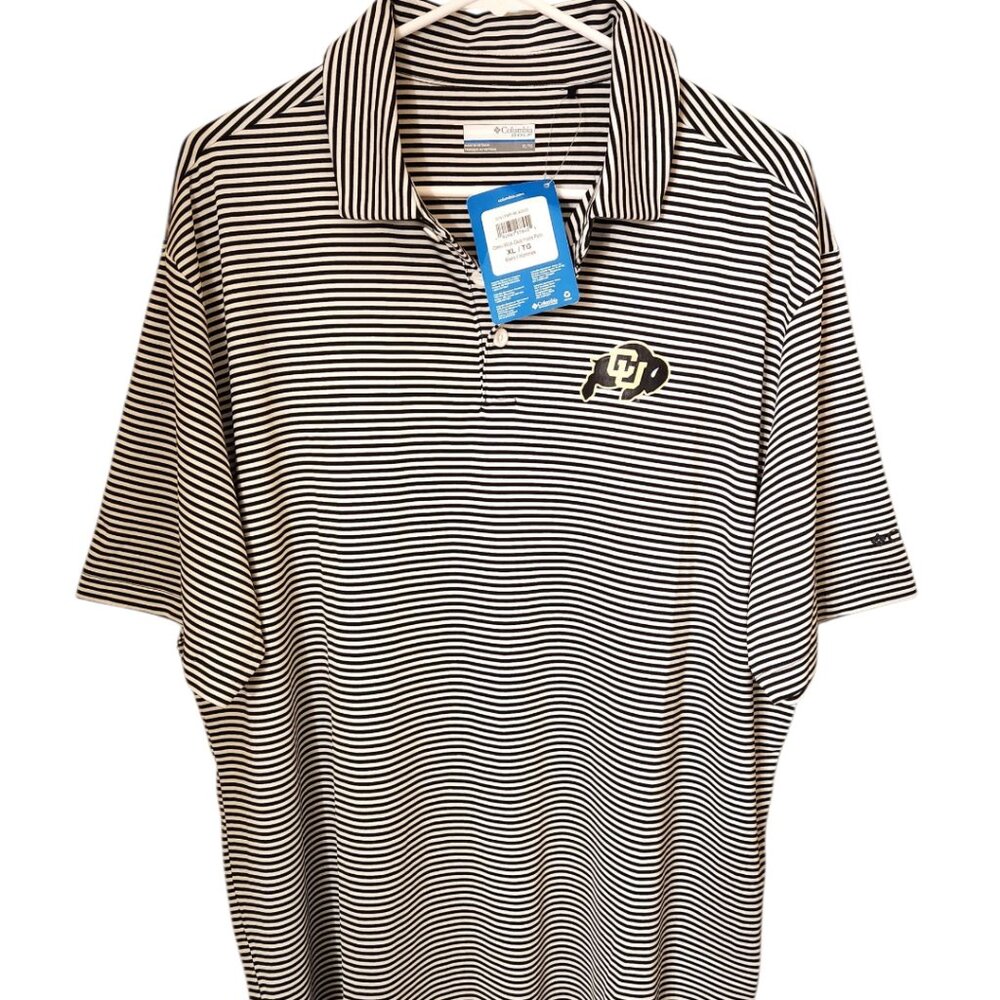 Columbia Golf Colorado University Buffaloes Polo XL Black White Omni Wick NWT
